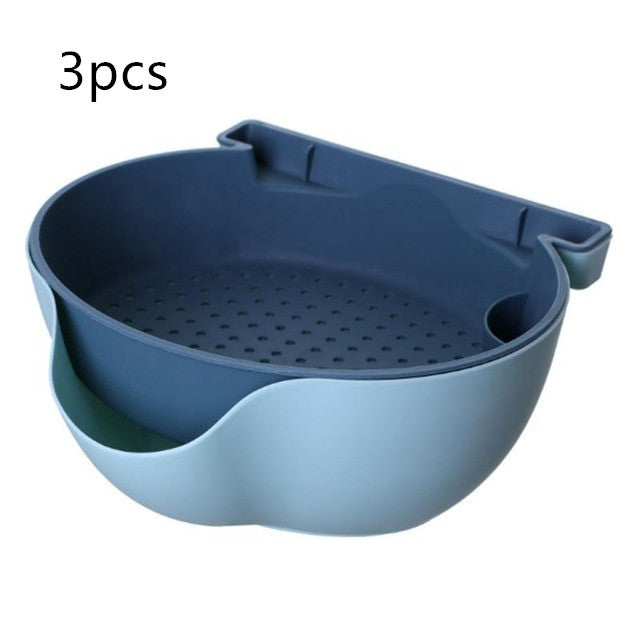 Kitchen Organizer Drain Basket Double Layer Plastic - Mubimart -  