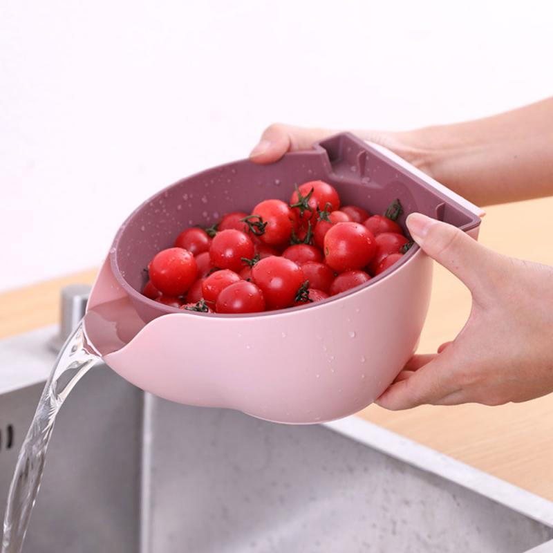 Kitchen Organizer Drain Basket Double Layer Plastic - Mubimart - Plastic basket 