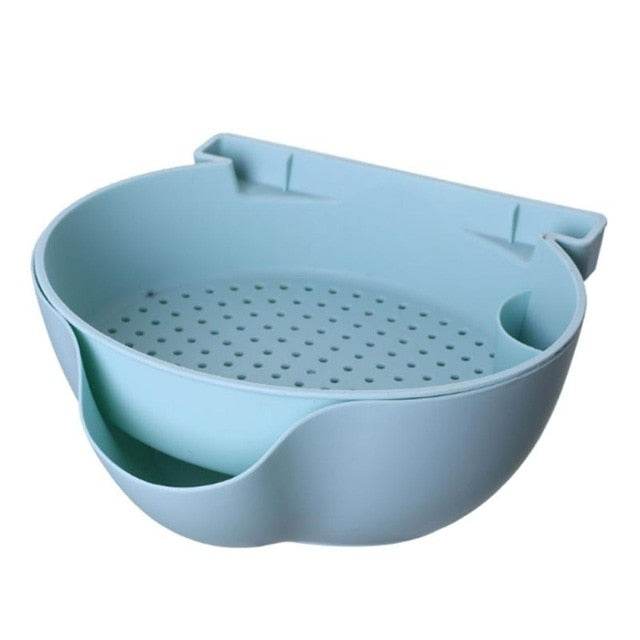Kitchen Organizer Drain Basket Double Layer Plastic - Mubimart