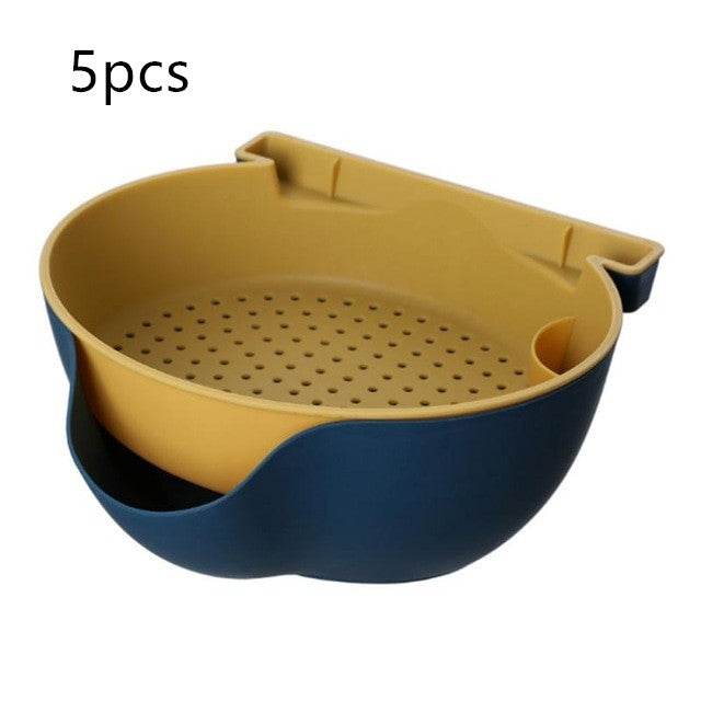 Kitchen Organizer Drain Basket Double Layer Plastic - Mubimart