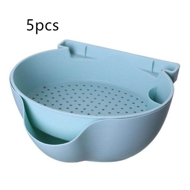Kitchen Organizer Drain Basket Double Layer Plastic - Mubimart