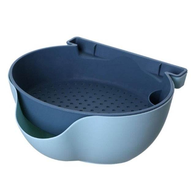 Kitchen Organizer Drain Basket Double Layer Plastic - Mubimart