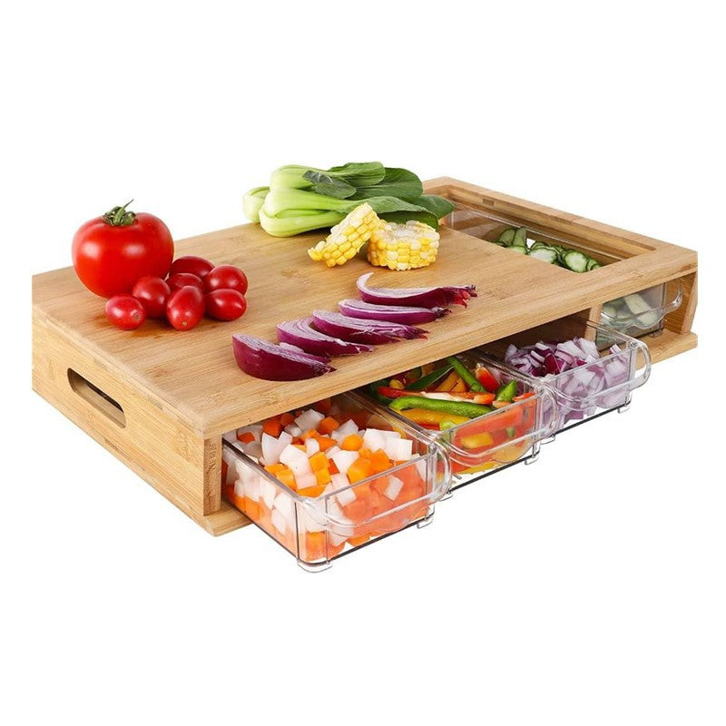 Kitchen Rectangular Large Drawer Type Cutting Board - Mubimart -  