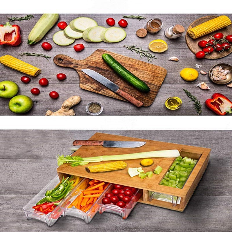 Kitchen Rectangular Large Drawer Type Cutting Board - Mubimart -  