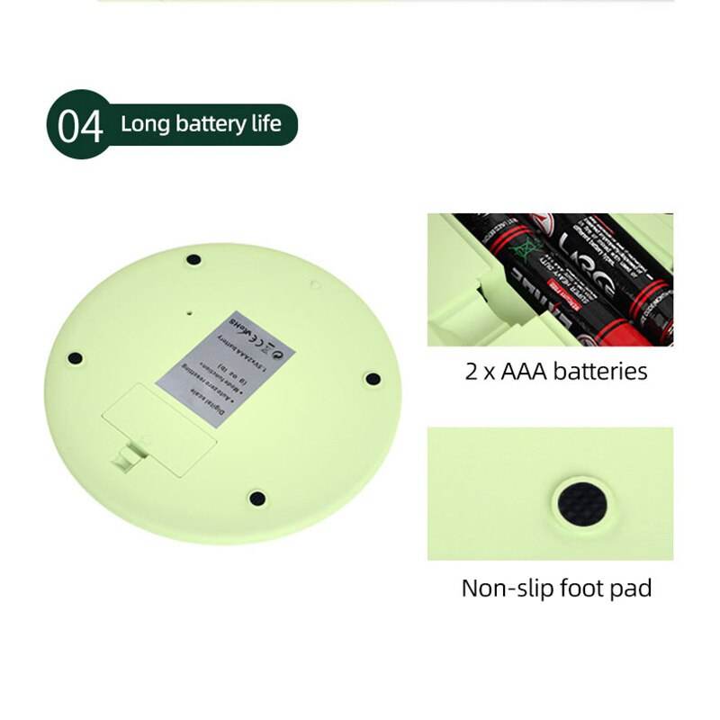 Kitchen Scale 5kg Weight Grams Digital Balance Precision Accurate Green Electronic LCD Food Baking Portable Scale - Mubimart
