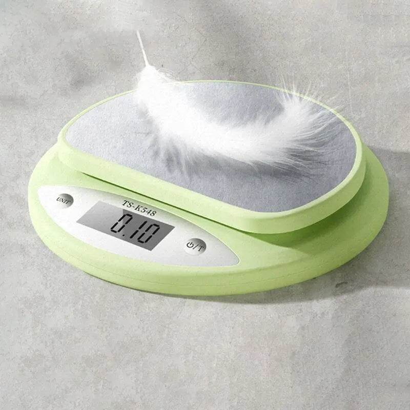 Kitchen Scale 5kg Weight Grams Digital Balance Precision Accurate Green Electronic LCD Food Baking Portable Scale - Mubimart