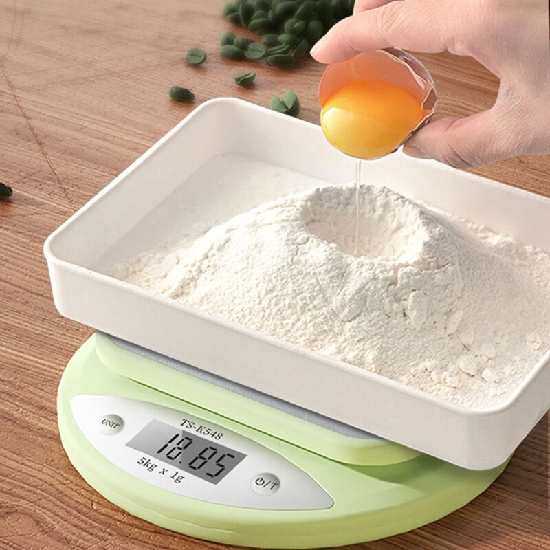 Kitchen Scale 5kg Weight Grams Digital Balance Precision Accurate Green Electronic LCD Food Baking Portable Scale - Mubimart - Food Scales 