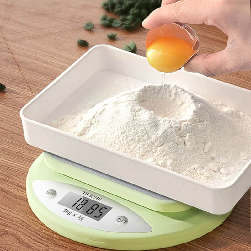 Kitchen Scale 5kg Weight Grams Digital Balance Precision Accurate Green Electronic LCD Food Baking Portable Scale - Mubimart