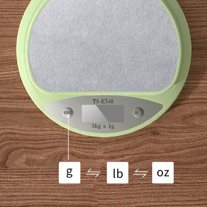Kitchen Scale 5kg Weight Grams Digital Balance Precision Accurate Green Electronic LCD Food Baking Portable Scale - Mubimart