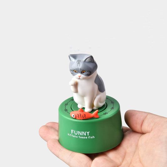 Kitty mechanical timer kitchen magnet - Mubimart