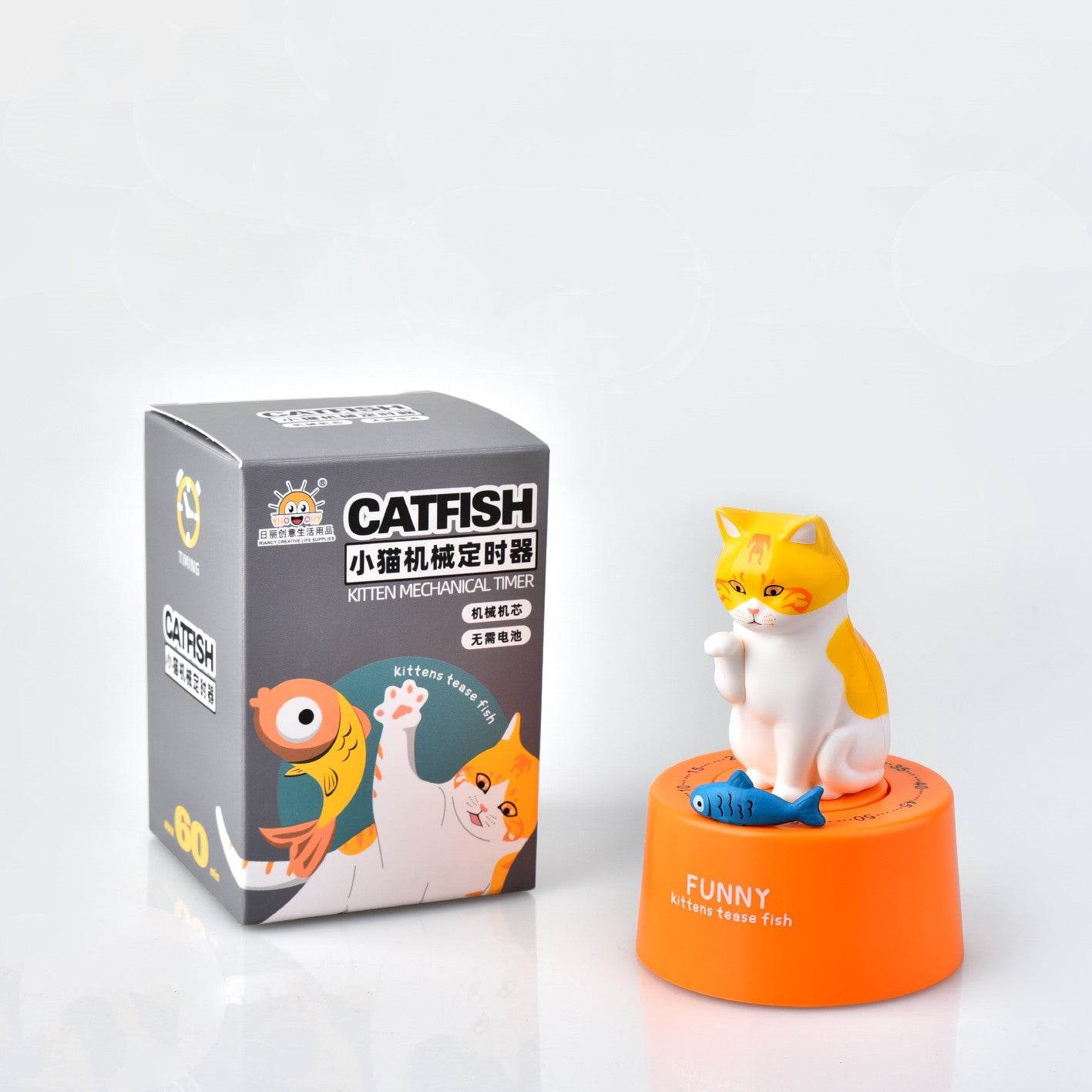 Kitty mechanical timer kitchen magnet - Mubimart