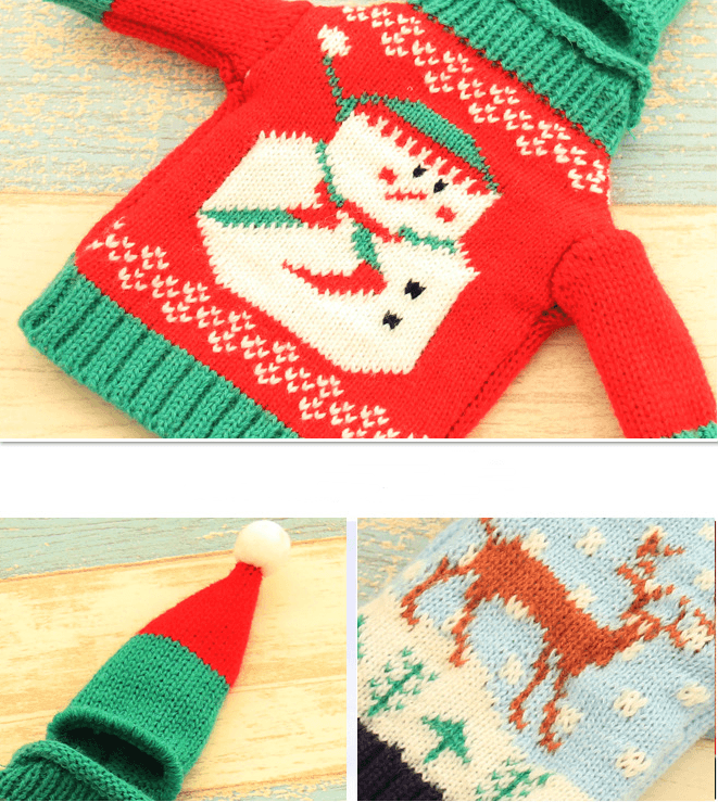 Knitted Christmas Bottle Set - Mubimart