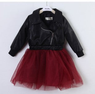 Korean Children And Girls On Behalf Of A Leather Dress Embroidered With Sequins Leather Children Princess Dress - Mubimart -  