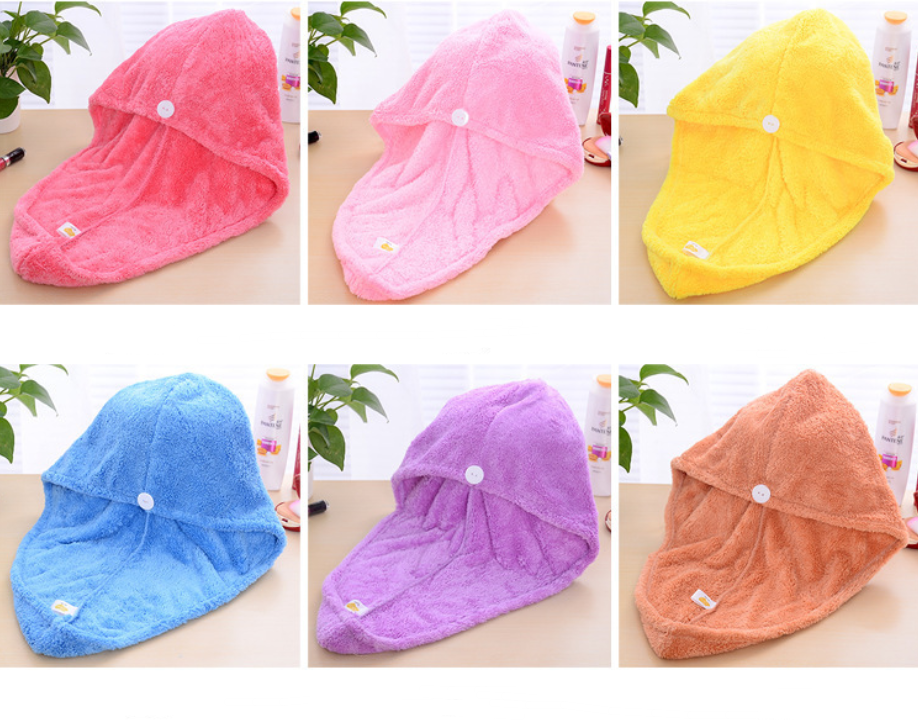 Korean version of coral fleece dry hair cap dry hair towel - Mubimart -  