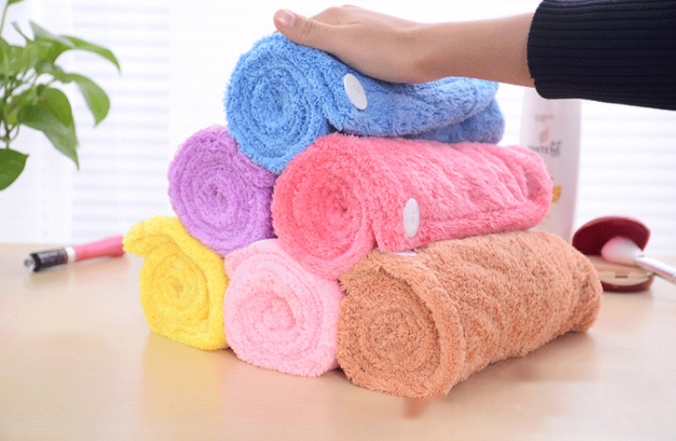 Korean version of coral fleece dry hair cap dry hair towel - Mubimart -  