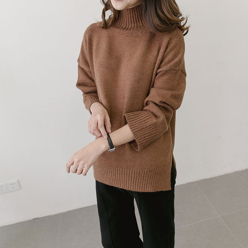 Korean winter new maternity pregnant women sweater size loose turtleneck sweaters backing - Mubimart -  