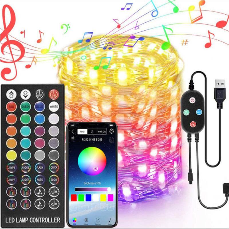 LED Light String 40-key Infrared Wireless Remote And Bluetooth Smart APP Control - Mubimart