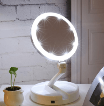 LED Lighted Folding Vanity and Travel Mirror - Mubimart