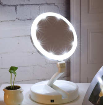 LED Lighted Folding Vanity and Travel Mirror - Mubimart - Lighted Face Mirrors 