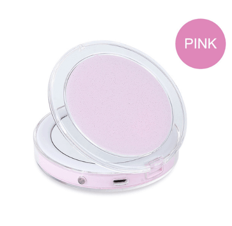 LED Lighted Mini Makeup Mirror 3X Magnifying Compact Travel Portable Sensing Lighting Makeup Mirror SK88 - Mubimart