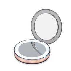 LED Lighted Mini Makeup Mirror 3X Magnifying Compact Travel Portable Sensing Lighting Makeup Mirror SK88 - Mubimart - Lighted Face Mirrors 