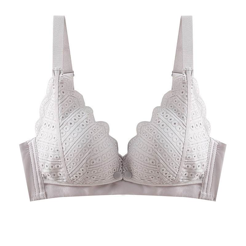 Lace Maternity Underwear Gathering Seamless Hands-Free Nursing Bra - Mubimart