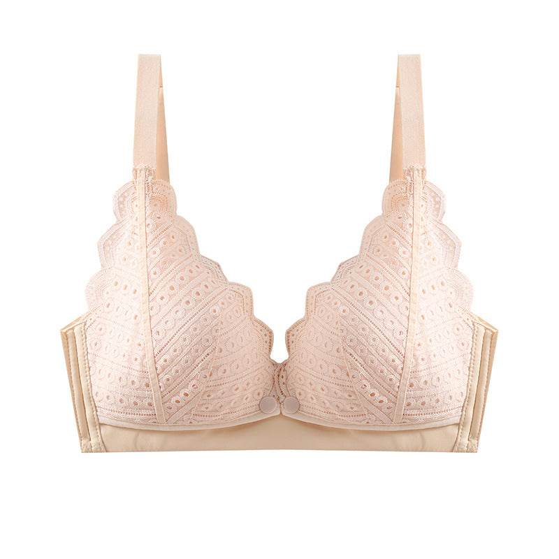 Lace Maternity Underwear Gathering Seamless Hands-Free Nursing Bra - Mubimart