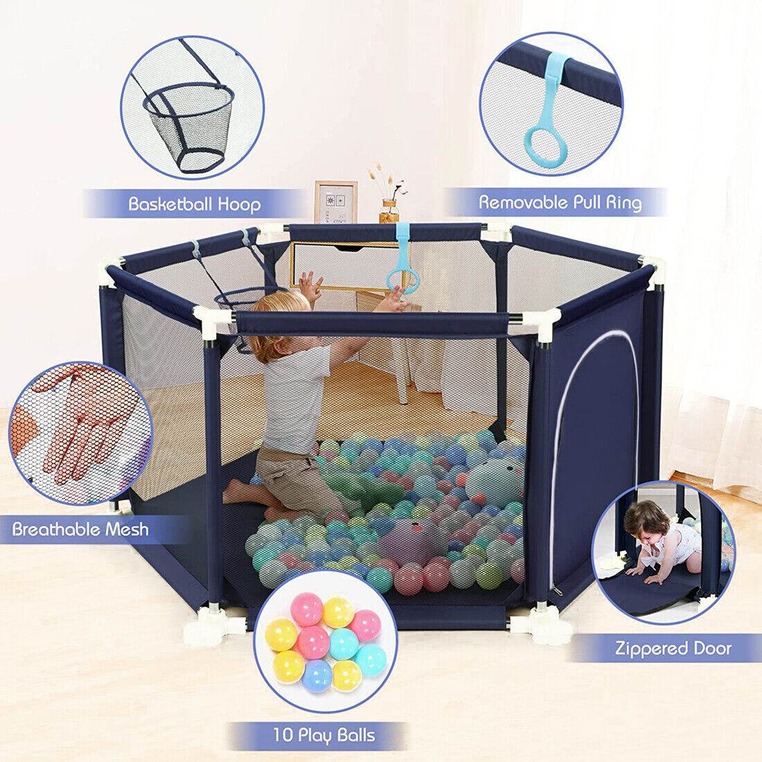 Large Baby Playpen Kids Toddlers Infant Activity Center Saftety Play Fence Yard - Mubimart