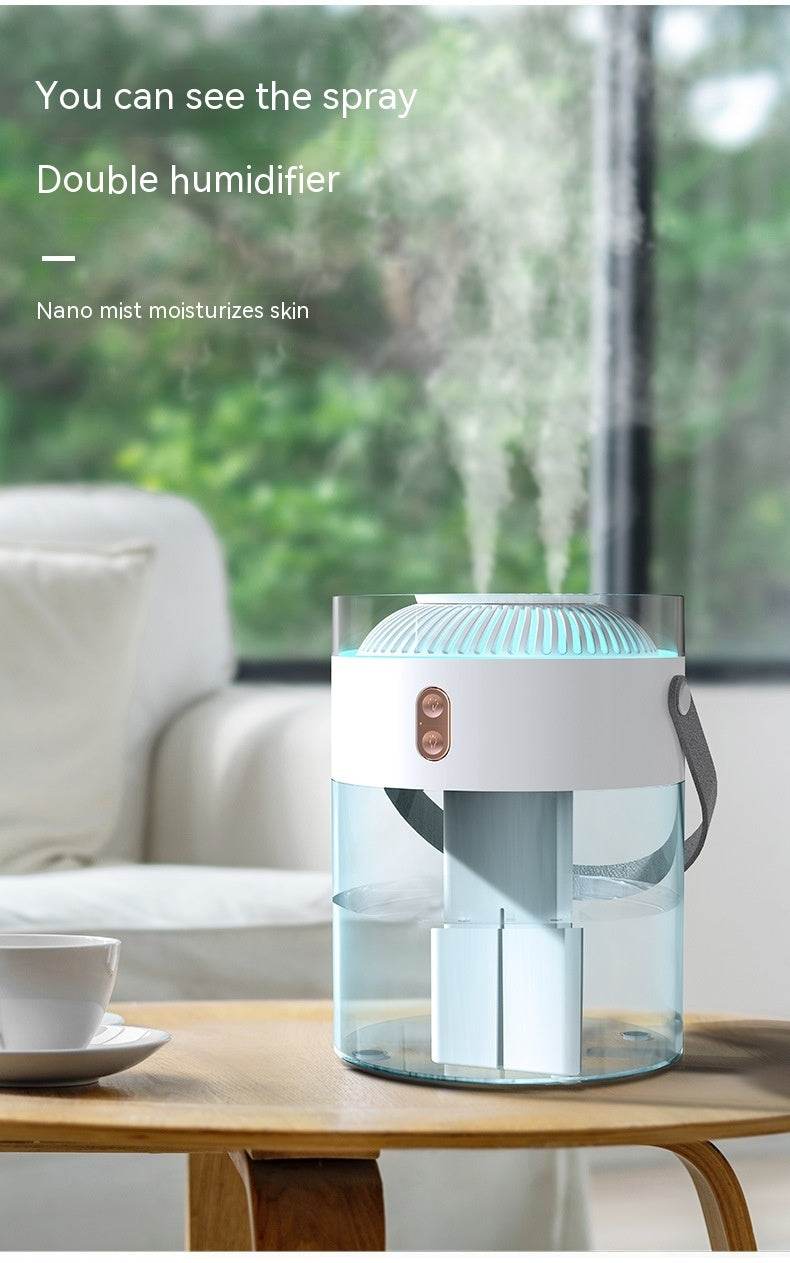 Large Capacity Double Spray Humidifier 2.6L Ambience Light Commercial Portable Water Replacement - Mubimart