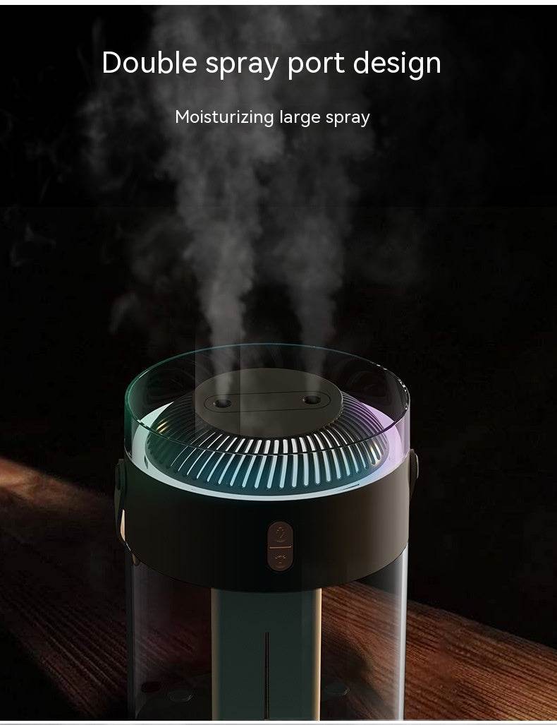 Large Capacity Double Spray Humidifier 2.6L Ambience Light Commercial Portable Water Replacement - Mubimart