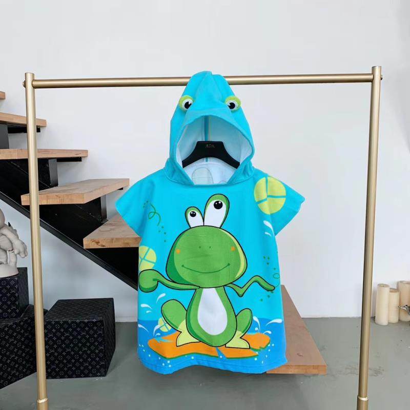 Large Children's Bath Towel Cape Reactive Printing Hooded Bathrobe Cloak Absorbent Wearable Bath Towels - Mubimart