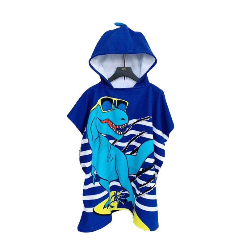 Large Children's Bath Towel Cape Reactive Printing Hooded Bathrobe Cloak Absorbent Wearable Bath Towels - Mubimart