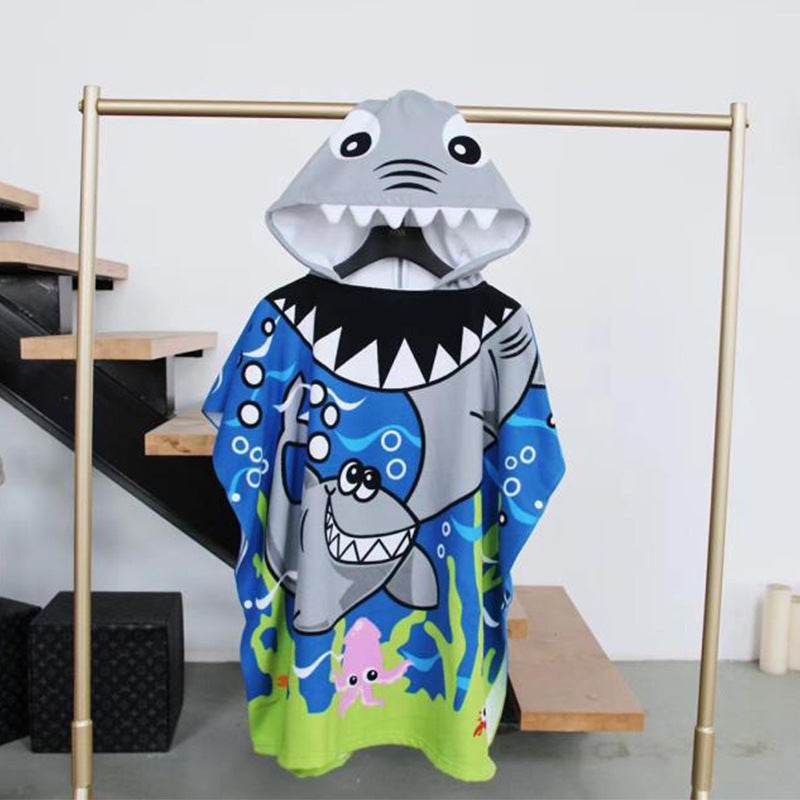 Large Children's Bath Towel Cape Reactive Printing Hooded Bathrobe Cloak Absorbent Wearable Bath Towels - Mubimart