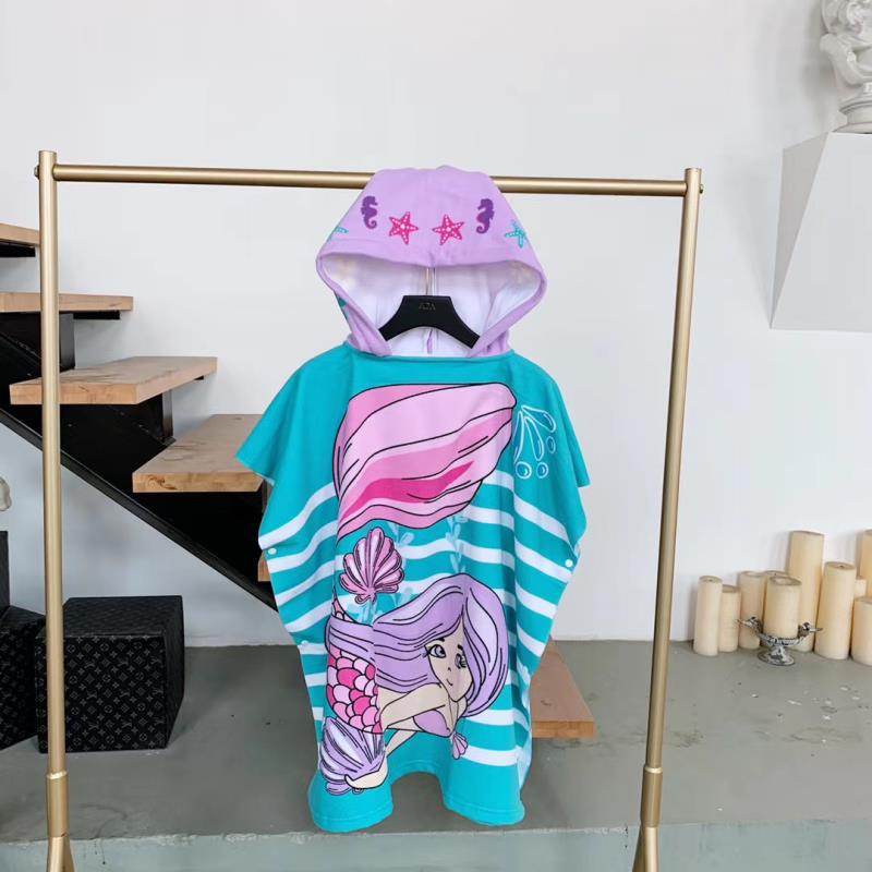 Large Children's Bath Towel Cape Reactive Printing Hooded Bathrobe Cloak Absorbent Wearable Bath Towels - Mubimart
