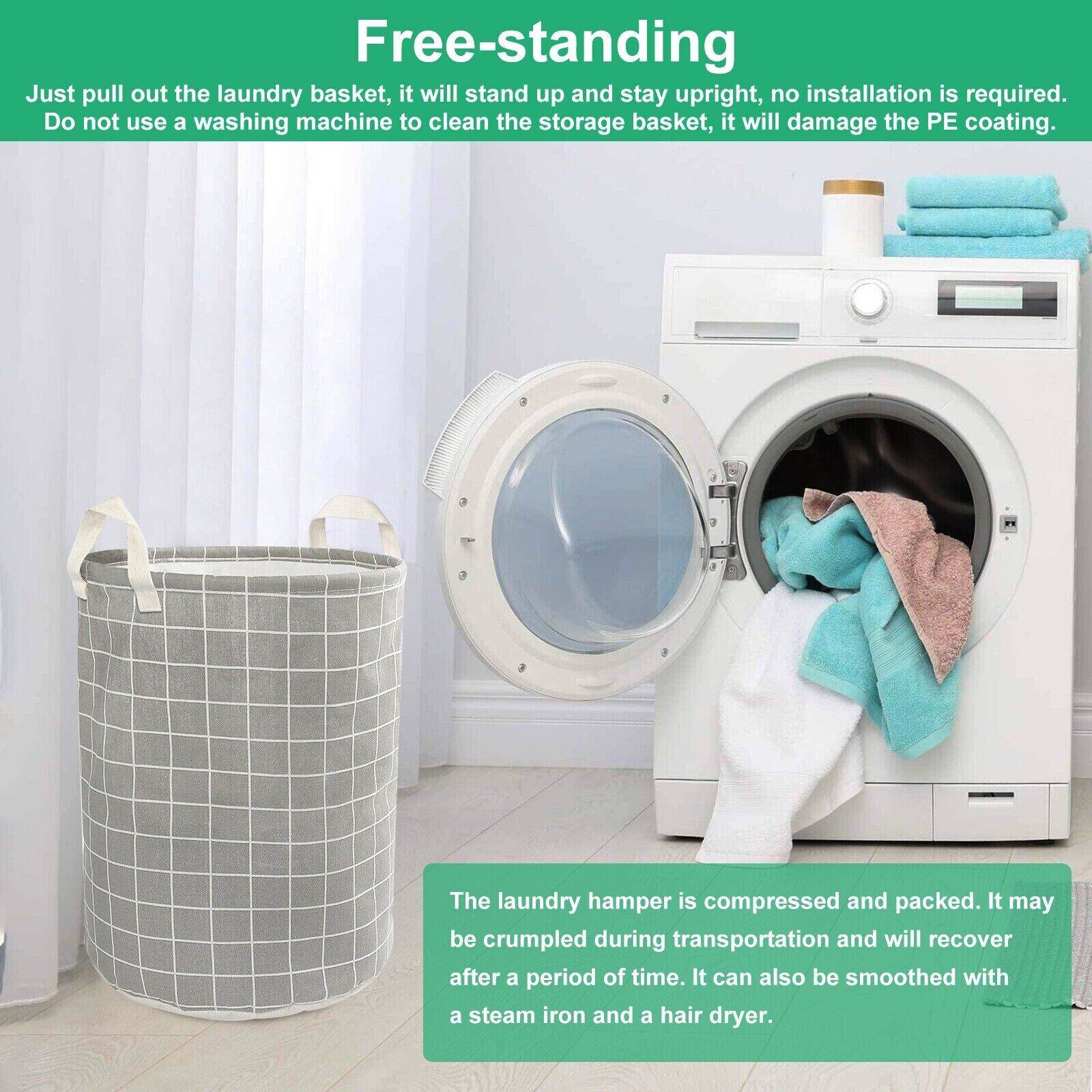 Large Foldable Storage Laundry Hamper Clothes Basket Washing Bag Bin Organizer - Mubimart