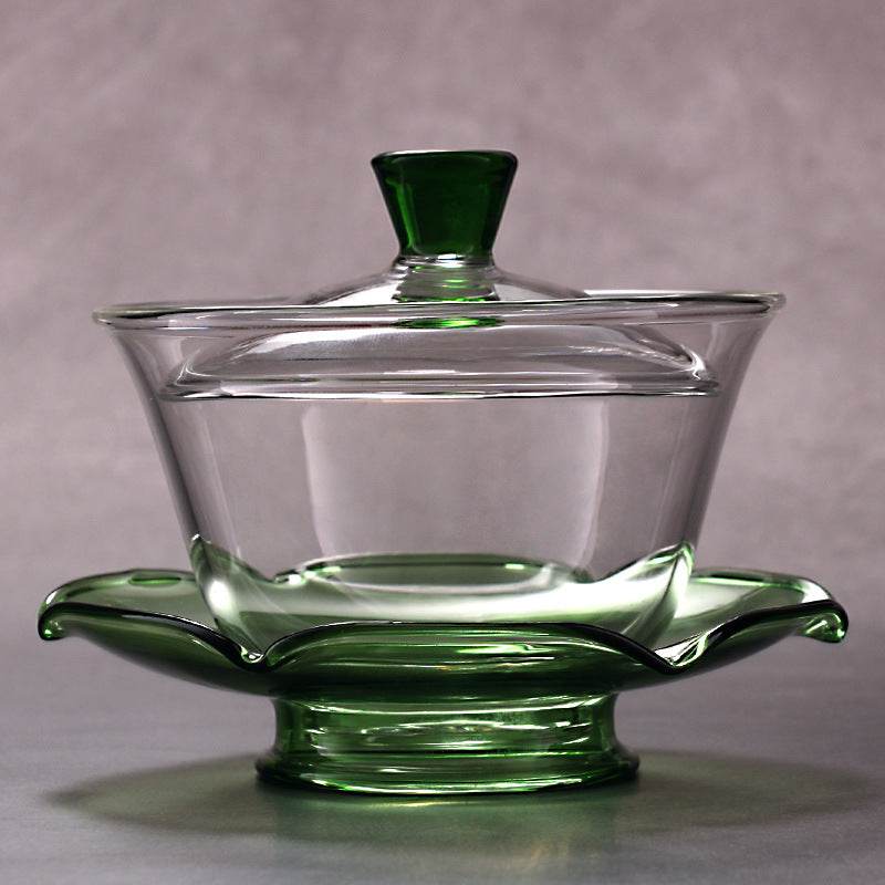 Large Glass Transparent Lidded Bowl Tea Set - Mubimart