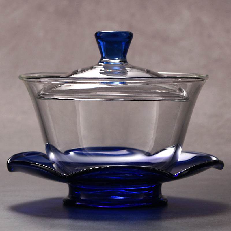 Large Glass Transparent Lidded Bowl Tea Set - Mubimart