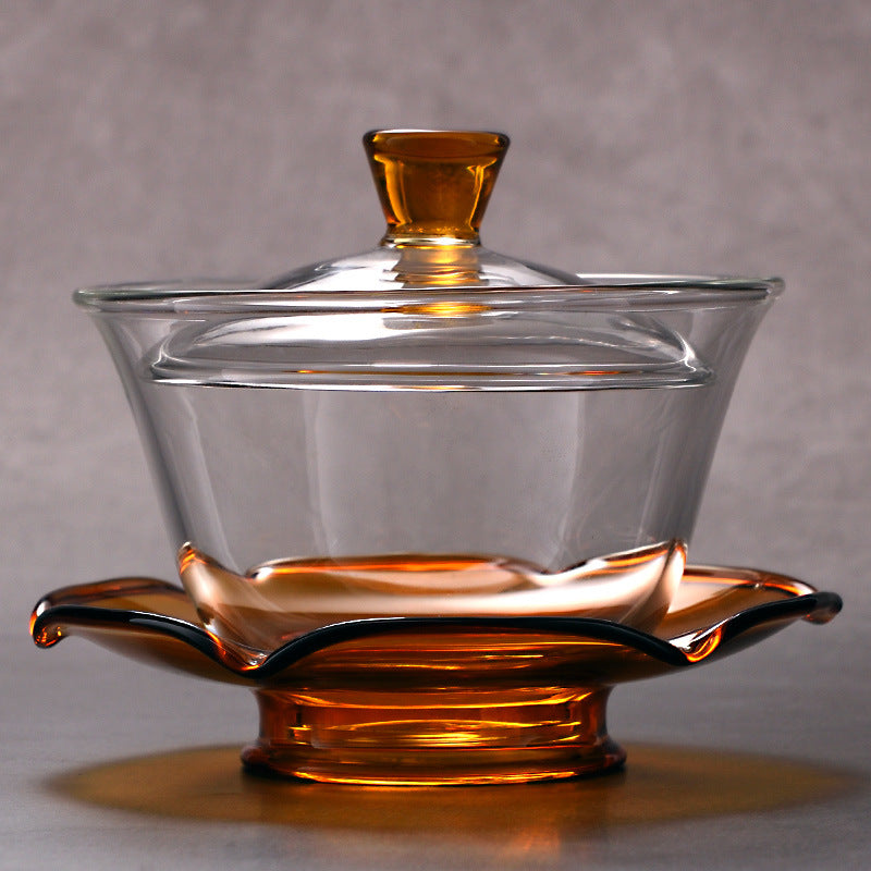 Large Glass Transparent Lidded Bowl Tea Set - Mubimart -  