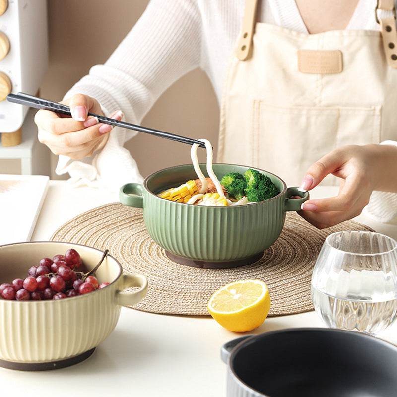 Large Soup Bowl Household Binaural Soup Bowl Noodle Bowl - Mubimart