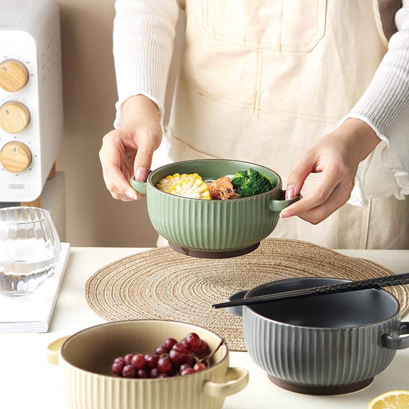 Large Soup Bowl Household Binaural Soup Bowl Noodle Bowl - Mubimart