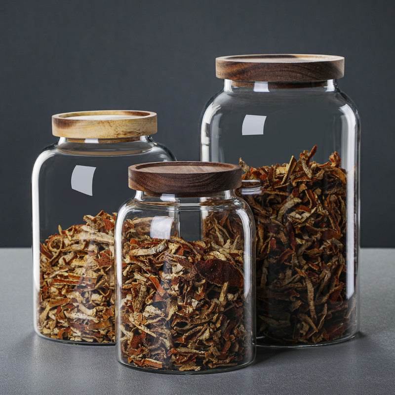 Large Transparent Glass Jar With Lid Peel Storage Jar - Mubimart