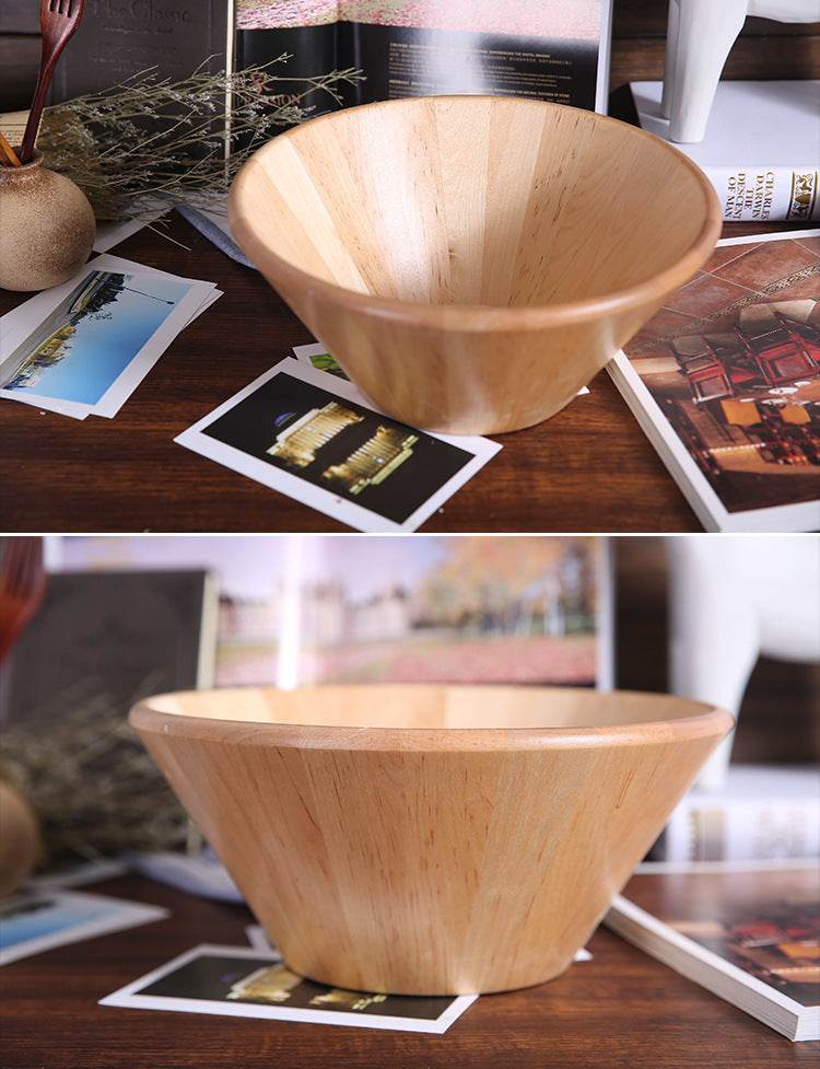 Large round Japanese style wooden bowl - Mubimart