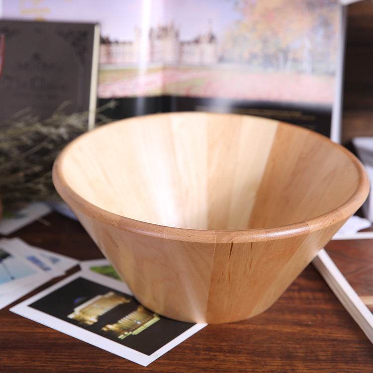 Large round Japanese style wooden bowl - Mubimart