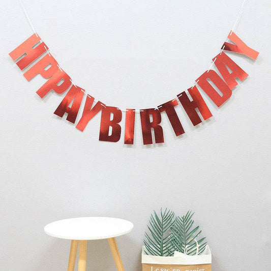 Laser Letters Birthday Pull Flag Decoration Party Supplies - Mubimart