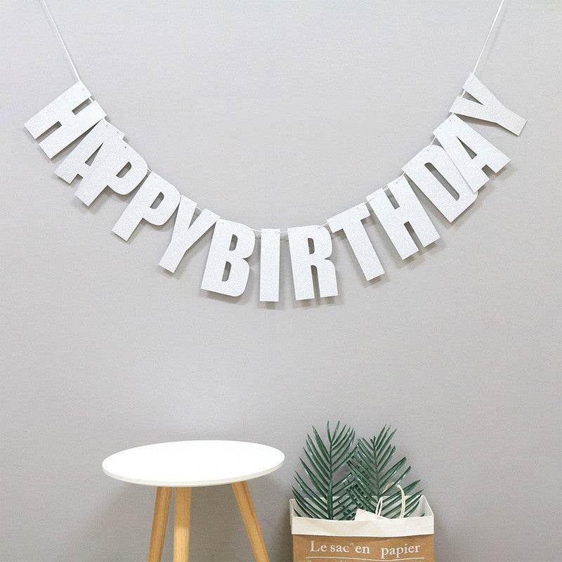 Laser Letters Birthday Pull Flag Decoration Party Supplies - Mubimart