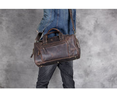 Leather Big Travel Bag Men'S And Women'S European And American Retro Hand Luggage Bag - Mubimart -  