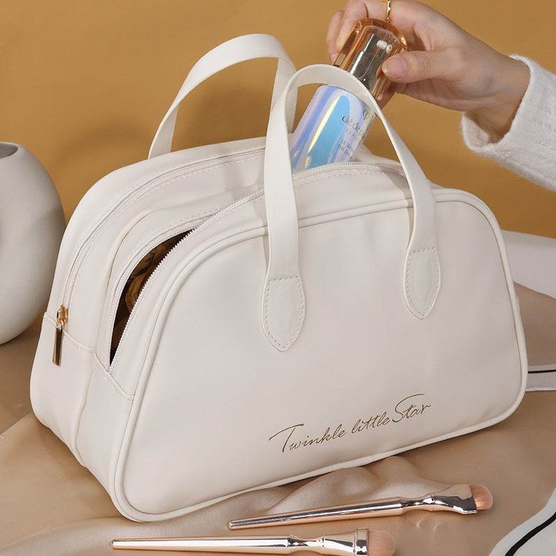 Leather Large Capacity Travel Toiletry Bag - Mubimart