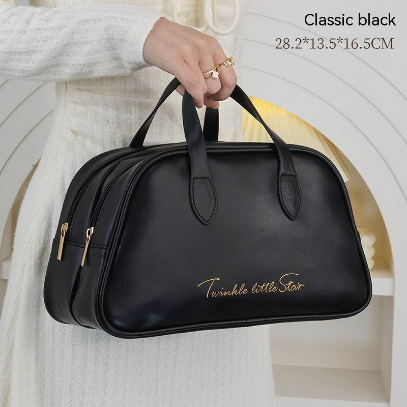 Leather Large Capacity Travel Toiletry Bag - Mubimart