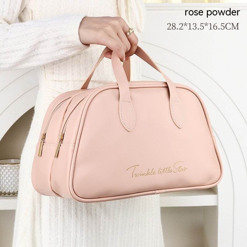 Leather Large Capacity Travel Toiletry Bag - Mubimart