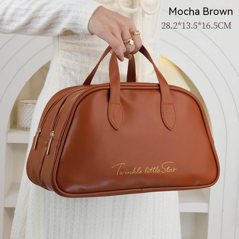 Leather Large Capacity Travel Toiletry Bag - Mubimart